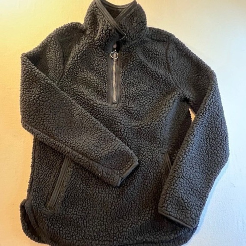 Cozy Sherpa Pullover Women Small Black Quarter Zip Fleece F12028UD815